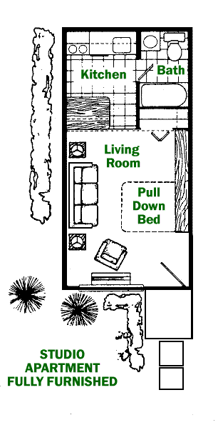 One Room Apartment Floor Plan
